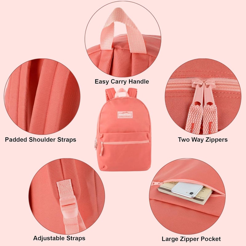 Trailmaker Classic 17 inch Backpacks with Adjustable Padded Straps | School Backpacks for Girls, Boys (Coral) - Image 5